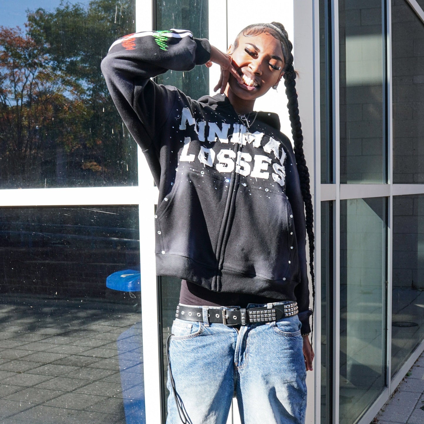 BLACK I HATE LOSING ZIP-UP