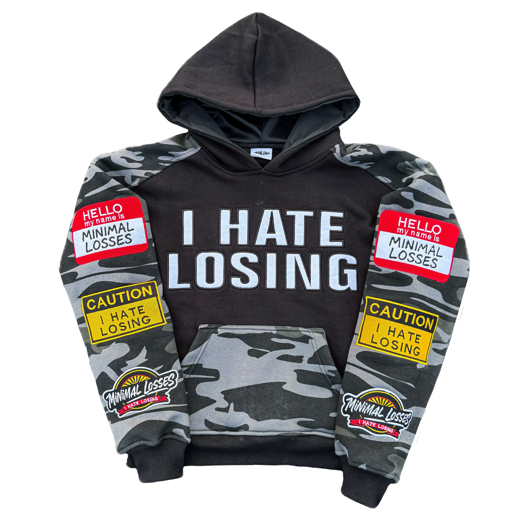 “I Hate Losing” Patchwork Hoodie
