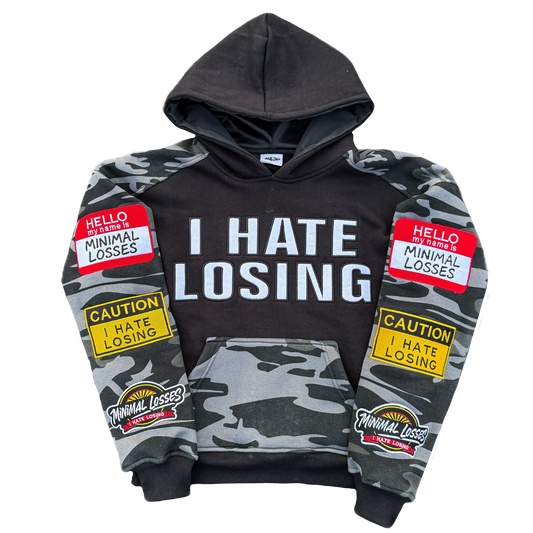 “I Hate Losing” Patchwork Hoodie