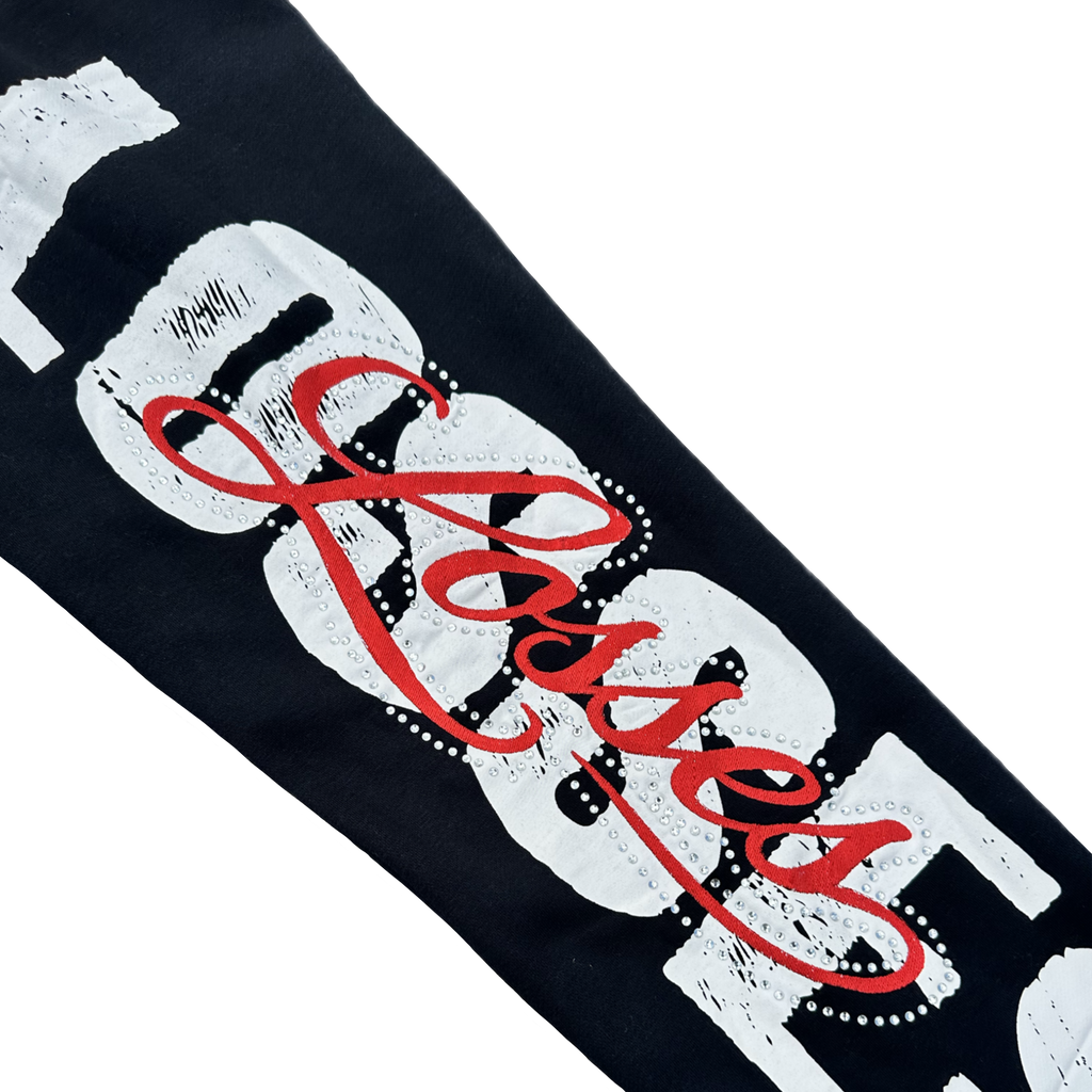 RED RHINESTONE SWEATPANTS