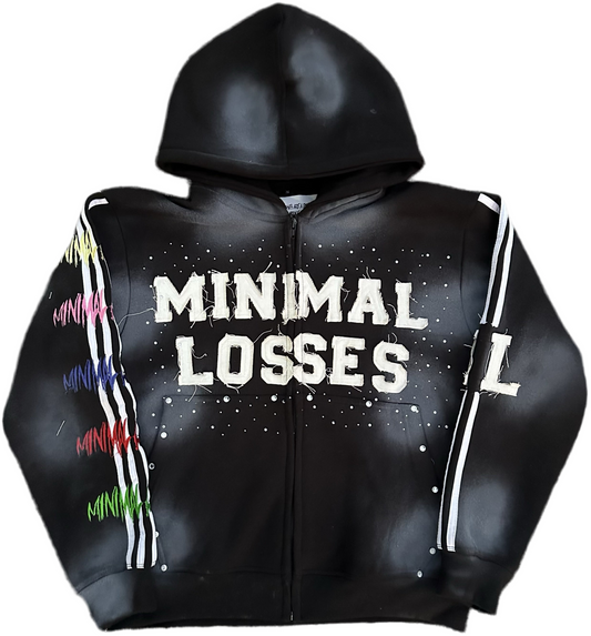 BLACK I HATE LOSING ZIP-UP