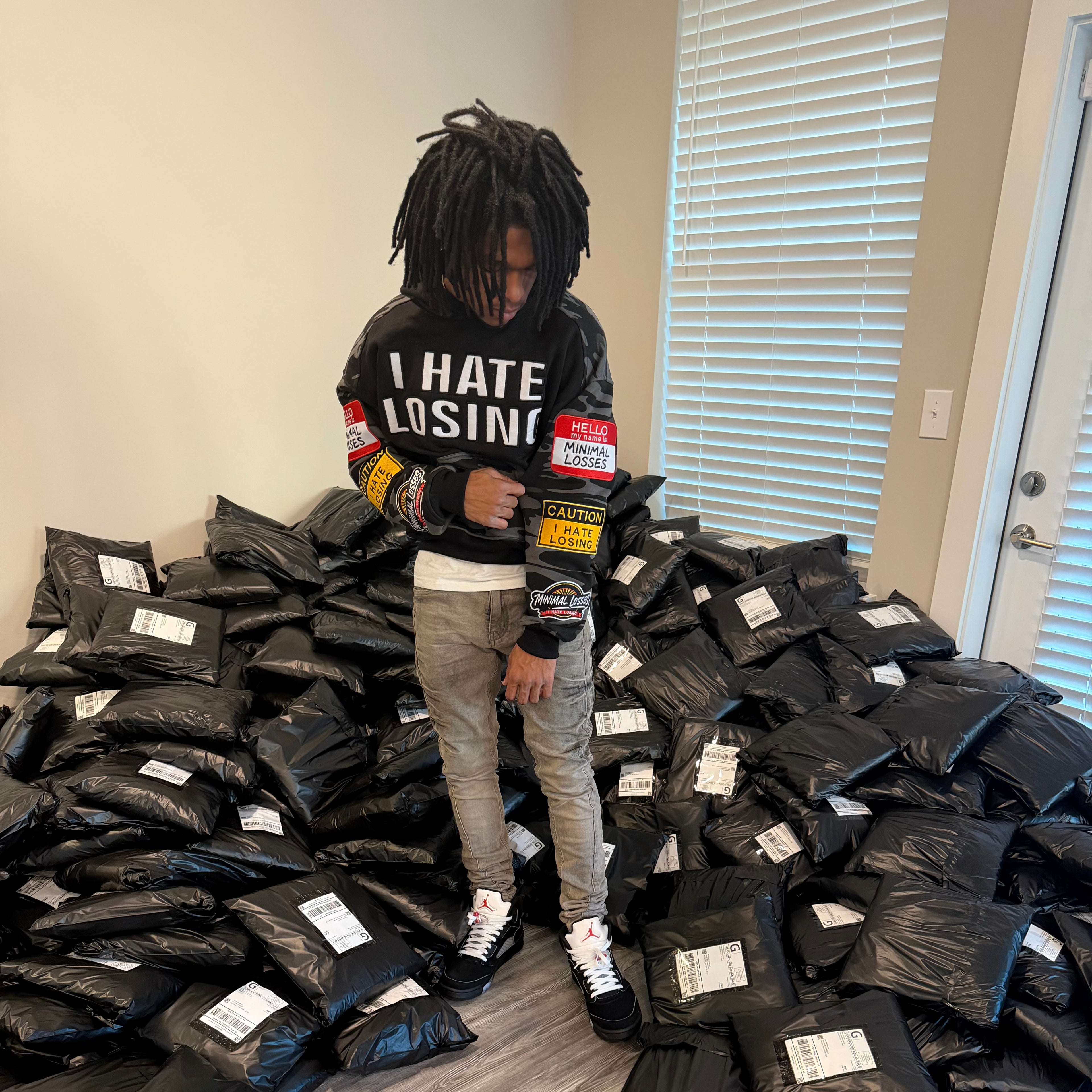 “I Hate Losing” Patchwork Hoodie