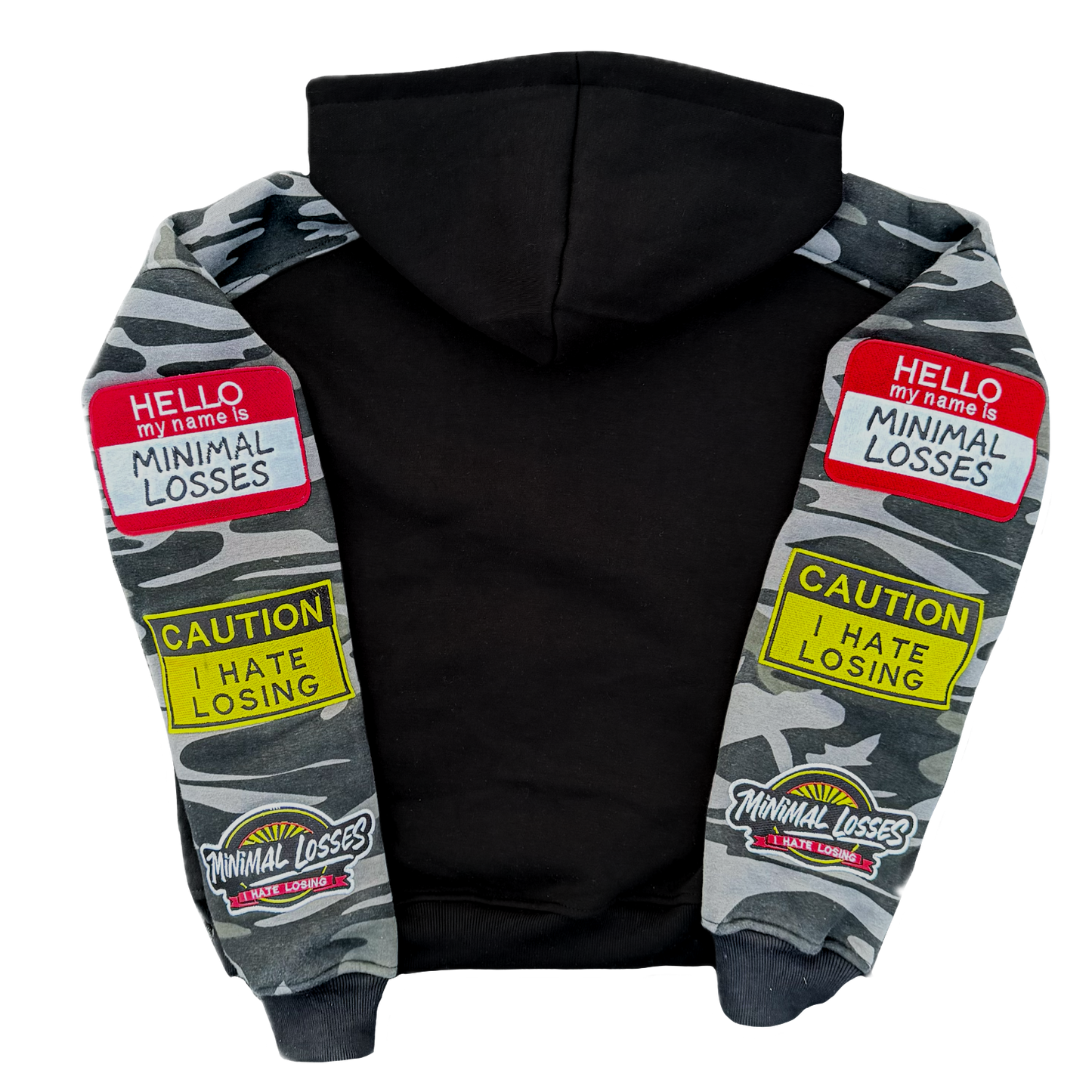 “I Hate Losing” Patchwork Hoodie