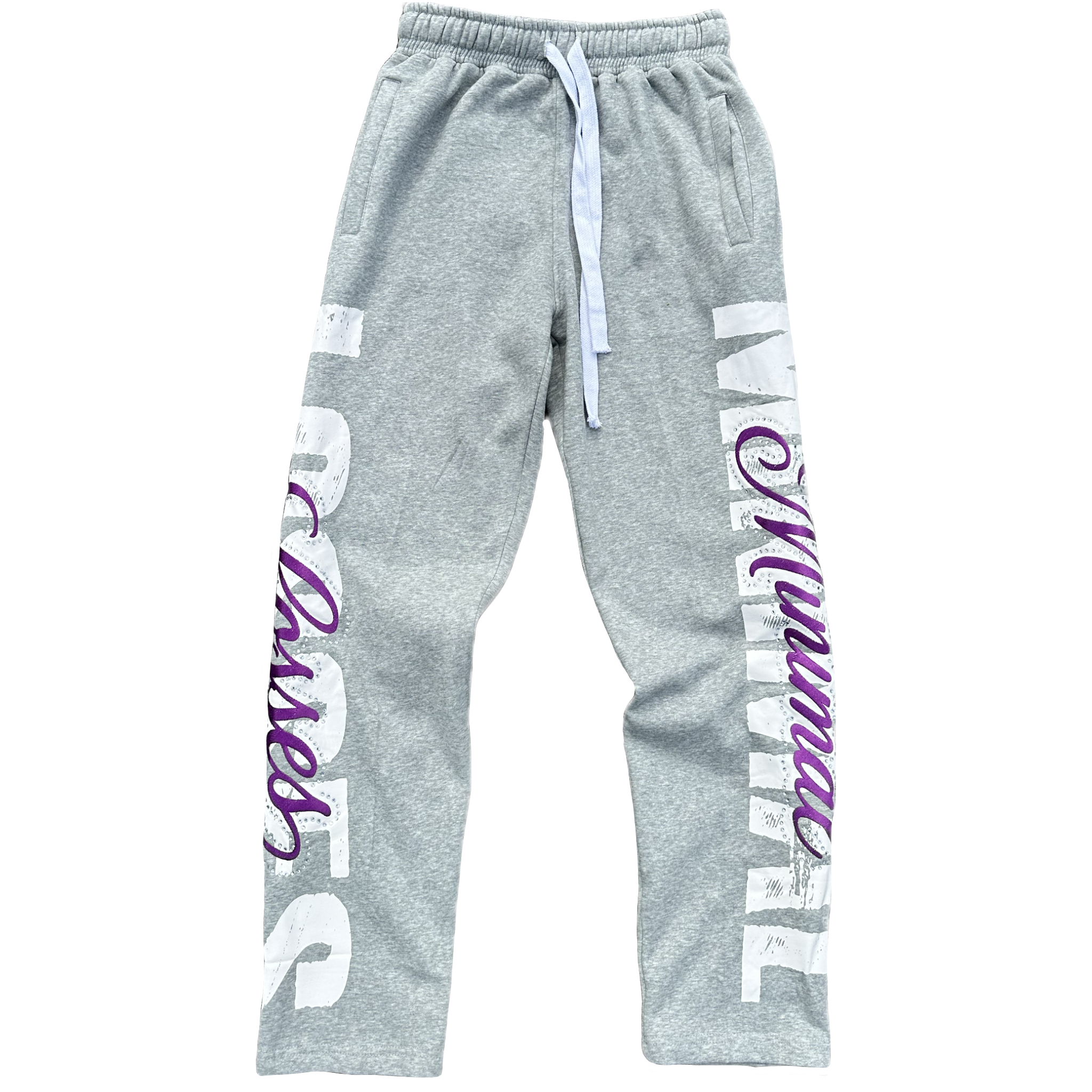 PURPLE RHINESTONE SWEATPANTS