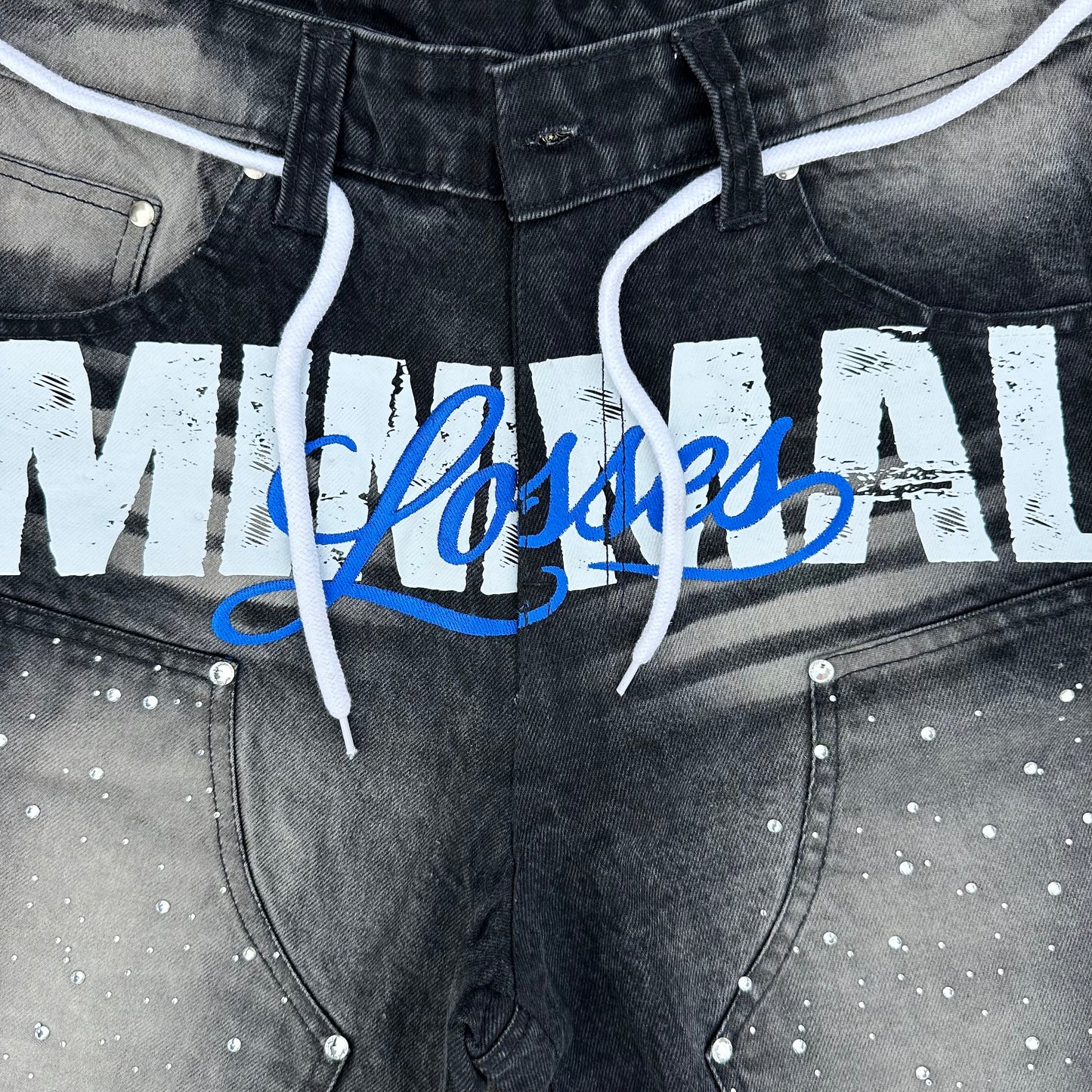 ML BLACK RHINESTONE JORTS