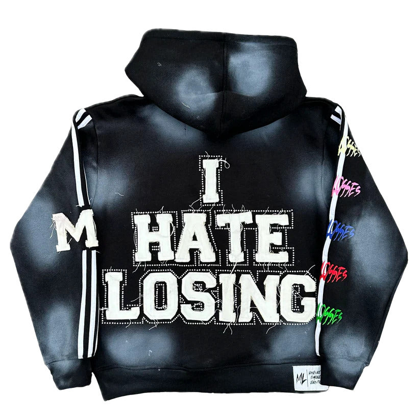 BLACK I HATE LOSING ZIP-UP