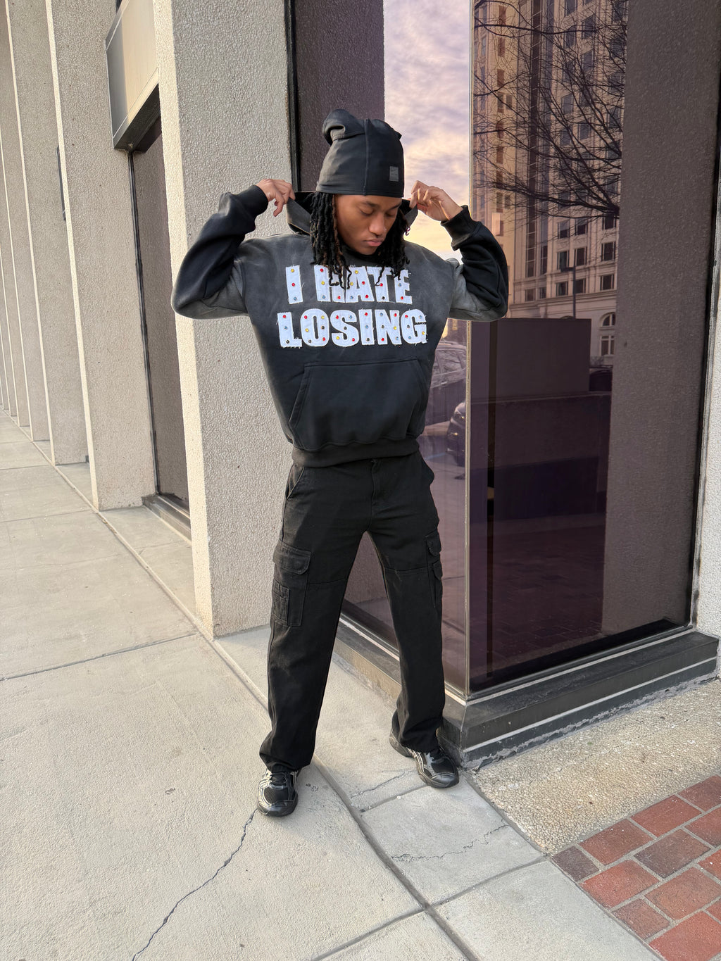 “I Hate Losing” Acid Wash Hoodie